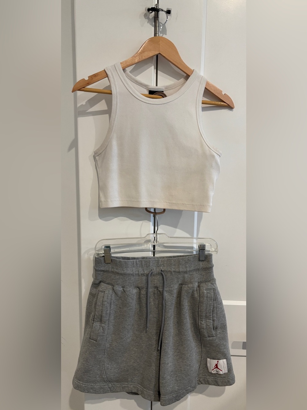 Women’s Jordan Ribbed Cropped Tank Top and Jordan Sweat Shorts. Size S